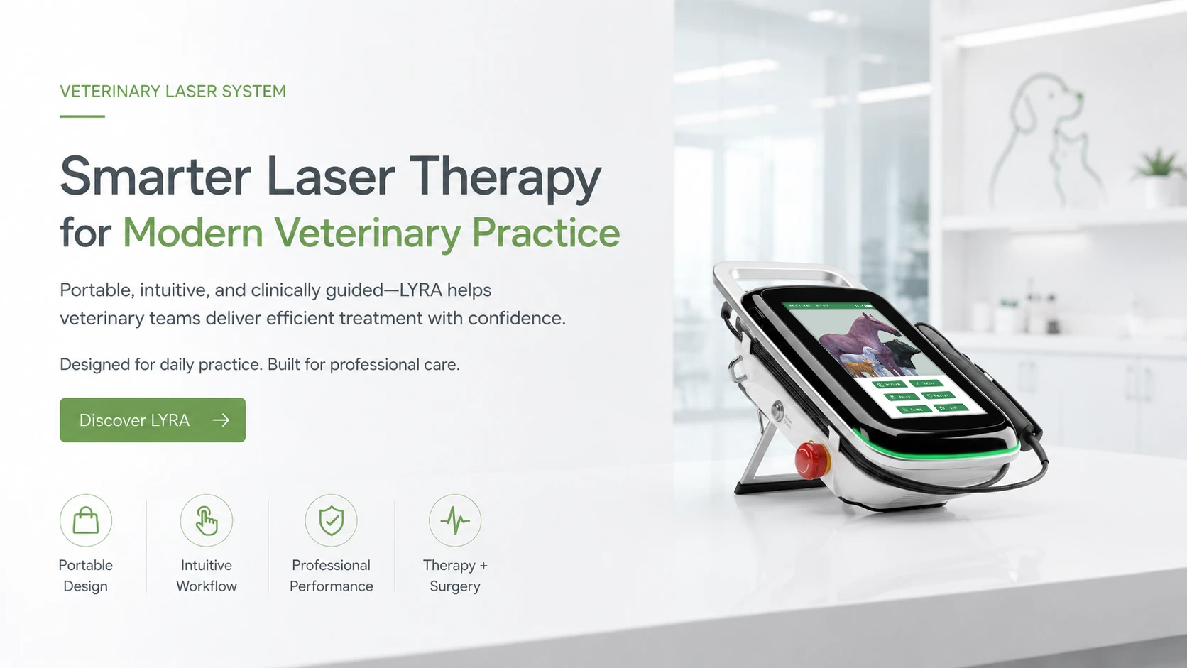 LYRA veterinary laser system for modern veterinary practice
