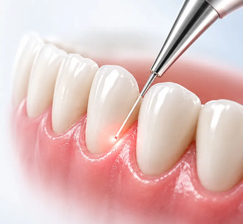 Dental laser tip treating gingival tissue