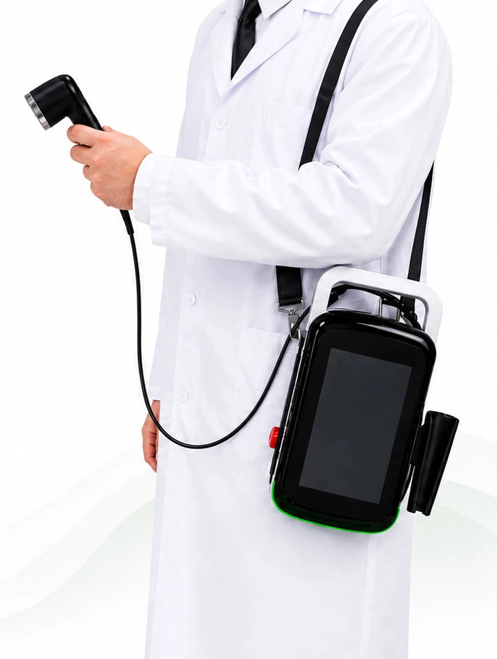 Veterinarian beside LYRA diverse patient section