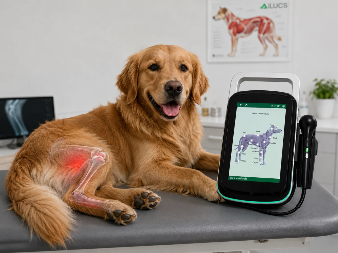Veterinarian using LYRA laser therapy with a cat patient